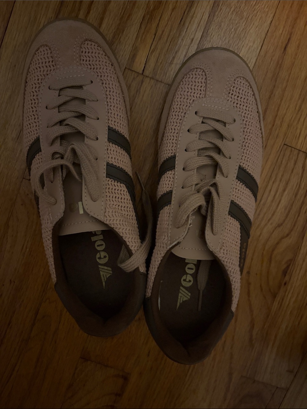 Gola women’s  Beige Mesh Sneakers with Brown Stripes